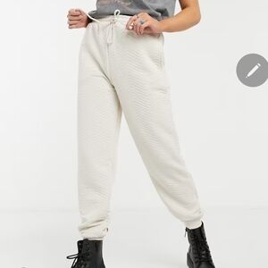 Topshop Quilted Women's Joggers Sweatpants Pants Ecru/white Size XL